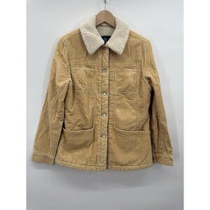 Vintage Womens Medium Tan Corduroy Sherpa Collar Jacket Retro Y2K 90s Western